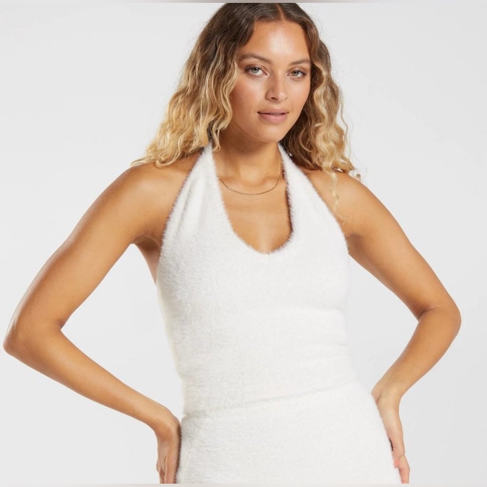 Gymshark Whitney Simmons Eyelash Knit Midi Halter Top HT3 Activewear Workout Gym